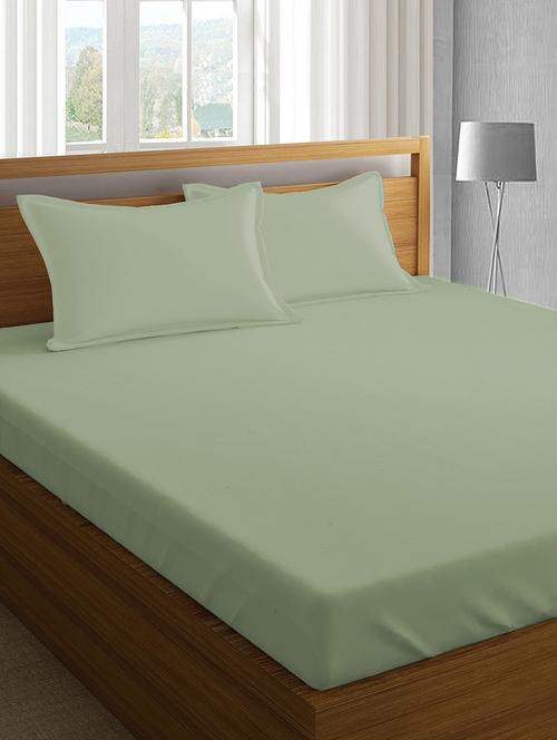 cotton satin king size elastic fitted sheet with 2 pillow covers - 16917586 - Very Small Image - 1