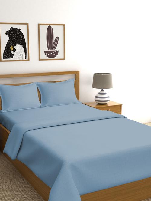  cotton satin king size bedsheet with elastic fitted sheet and 2 pillow covers - 16917666 - Very Small Image - 1