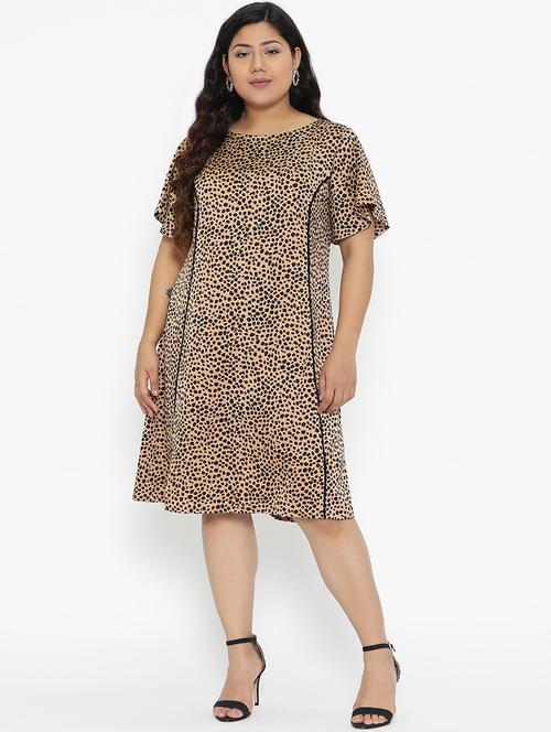 round neck printed plus dress - 16918566 - Very Small Image - 1