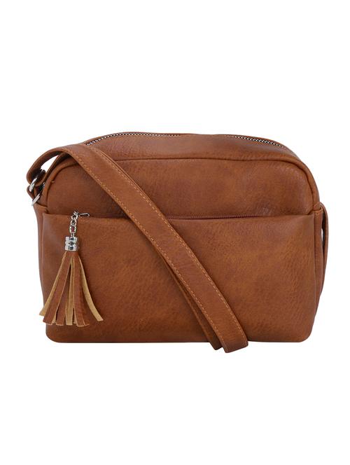 brown leatherette (pu) sling bag - 16919139 - Very Small Image - 1