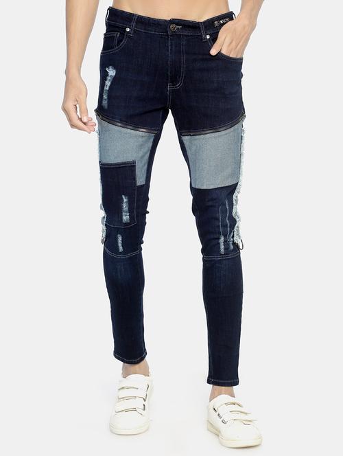 dark blue patched ripped denim jeans - 16919169 - Very Small Image - 1
