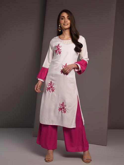 embroidered kurta palazzo set - 16919978 - Very Small Image - 1