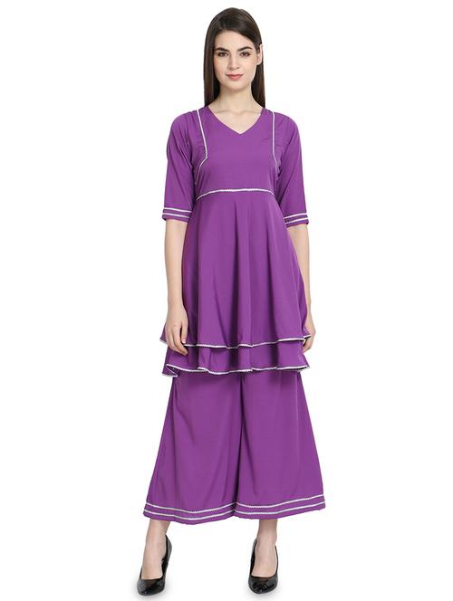 solid kurta palazzo set - 16920735 - Very Small Image - 1