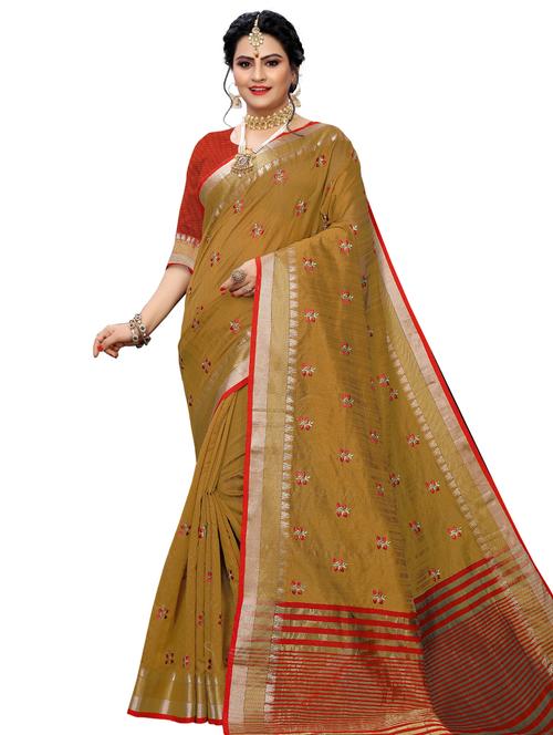 self design embroidered saree with blouse - 16923318 - Very Small Image - 1