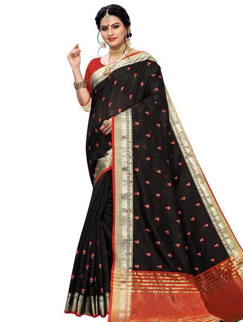 self design embroidered saree with blouse - 16923324 - Very Small Image - 1