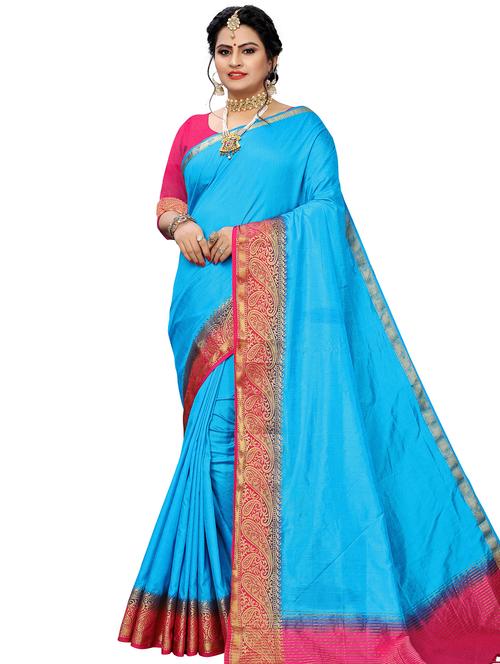 women's banarasi saree with blouse - 16923332 - Very Small Image - 1