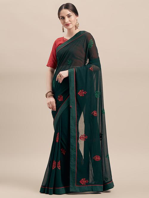tonal embroidered saree with blouse - 16923373 - Very Small Image - 1