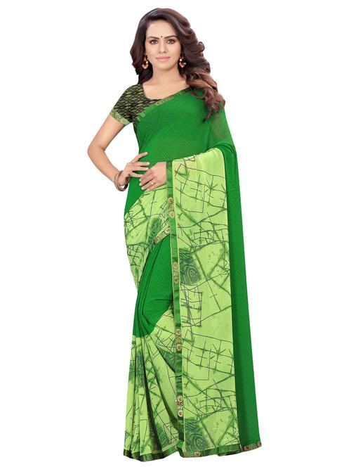 abstract printed saree with blouse - 16923397 - Very Small Image - 1
