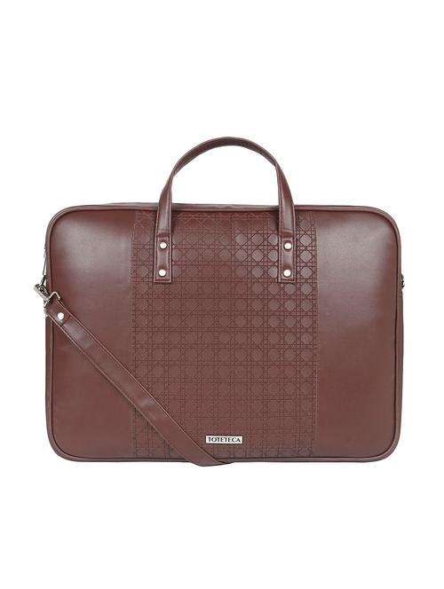 brown leatherette (pu) laptop bag - 16923937 - Very Small Image - 1