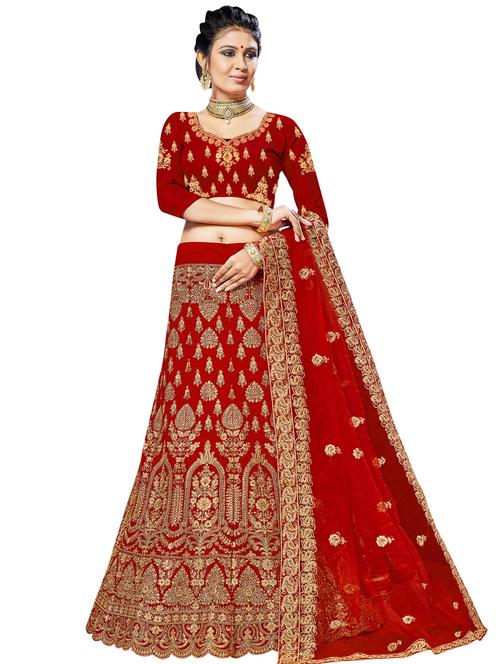 embroidered a-line lehenga - 16924740 - Very Small Image - 1