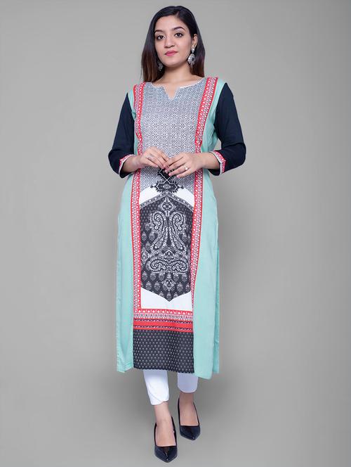 paisley print straight kurta - 16924882 - Very Small Image - 1