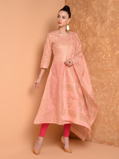gold print kurta dupatta set - 16925383 - Very Small Image - 1
