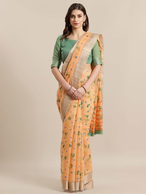 floral printed saree with blouse - 16925457 - Very Small Image - 1