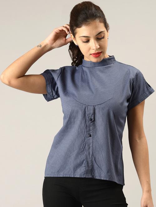 mock neck back button-up top  - 16926311 - Very Small Image - 1