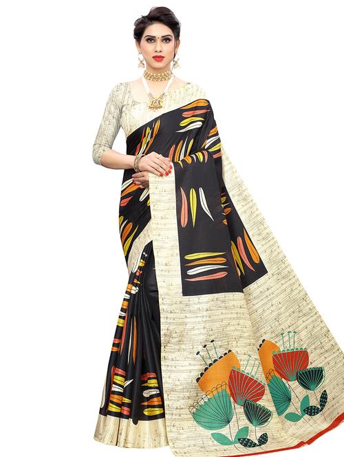 printed bordered saree with blouse - 16927344 - Very Small Image - 1