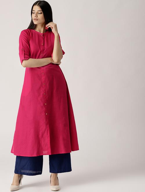 solid a-line kurta - 16928216 - Very Small Image - 1