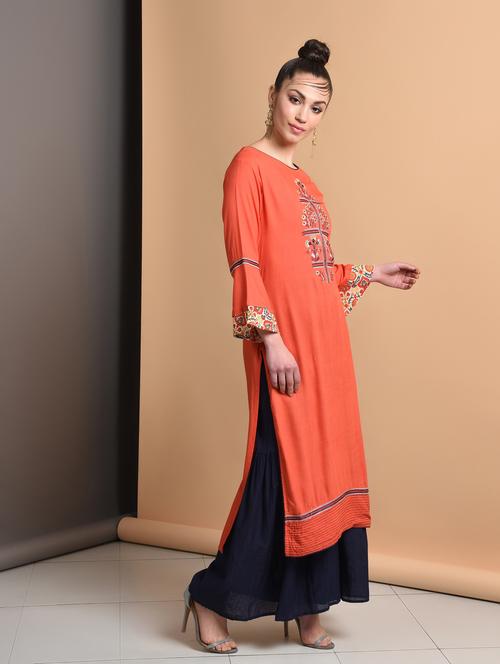 embroidered straight kurta - 16928268 - Very Small Image - 1