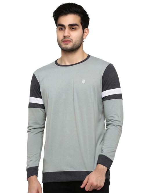 grey color block t-shirt - 16928868 - Very Small Image - 1