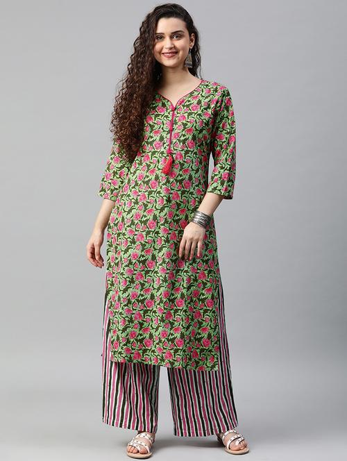 floral kurta palazzo set - 16931131 - Very Small Image - 1