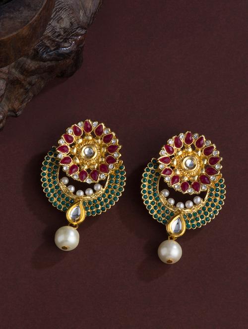 green brass chandballi earring - 16934024 - Very Small Image - 1