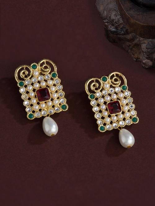 white brass drop earring - 16934026 - Very Small Image - 1