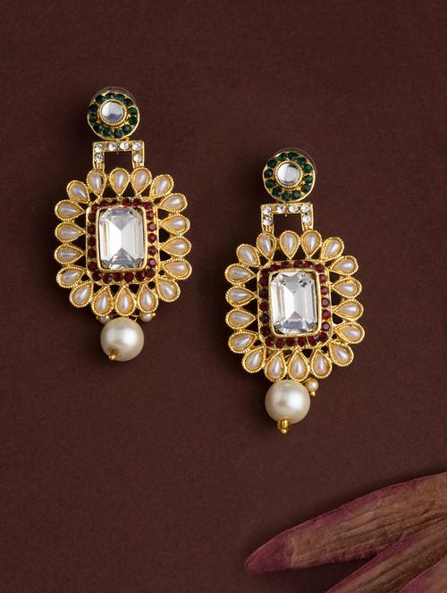 gold brass drop earring - 16934042 - Very Small Image - 1