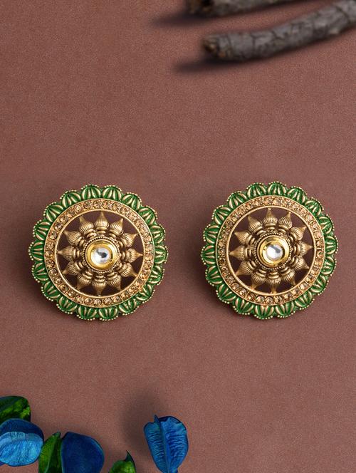 green brass studs earring - 16934060 - Very Small Image - 1