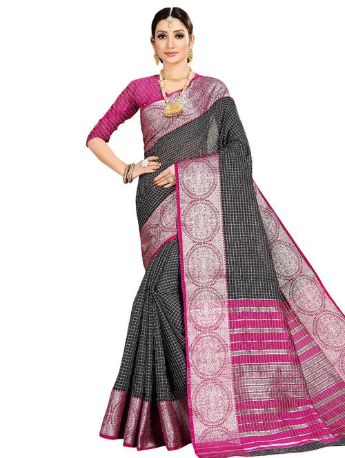 self design woven saree with blouse - 16934117 - Very Small Image - 1