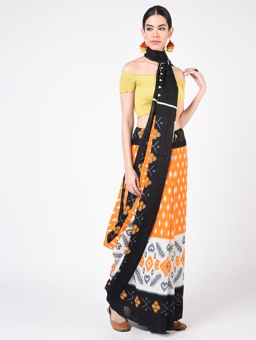 printed woven saree  with blouse - 16935002 - Very Small Image - 1
