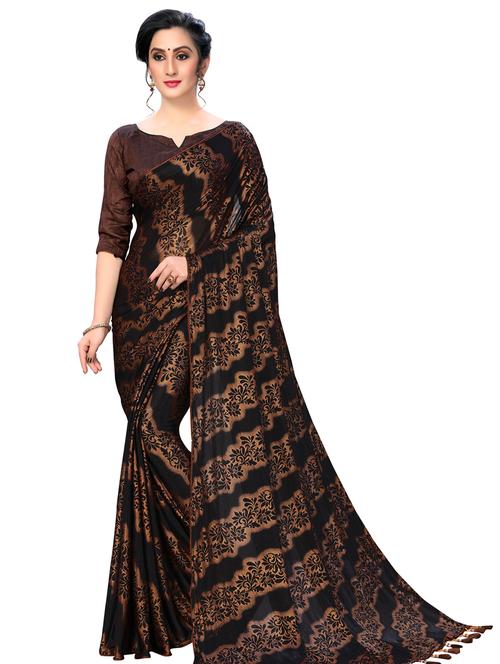 floral printed saree with blouse - 16936049 - Very Small Image - 1