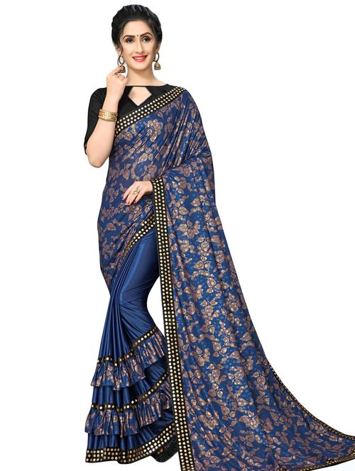 ruffle printed saree with blouse - 16936065 - Very Small Image - 1