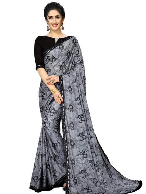floral printed saree with blouse - 16936074 - Very Small Image - 1