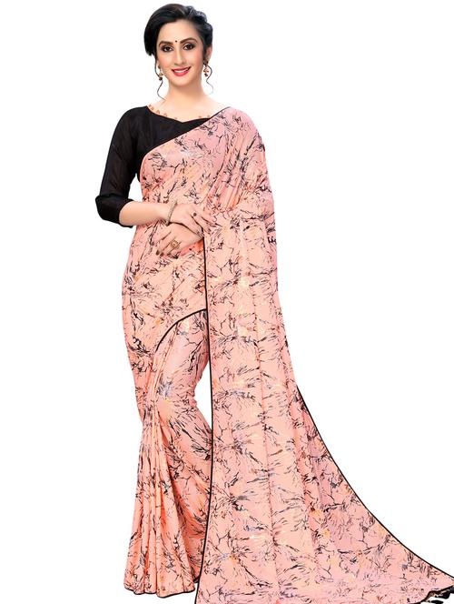 foil print printed saree with blouse - 16936091 - Very Small Image - 1