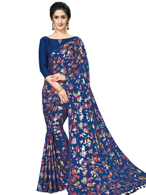 foil printed saree with blouse - 16936097 - Very Small Image - 1