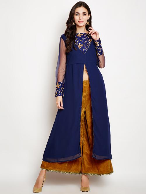 embroidered high slit kurta - 16936334 - Very Small Image - 1