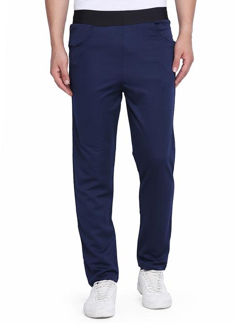 navy blue solid full length track pant - 16936422 - Very Small Image - 1