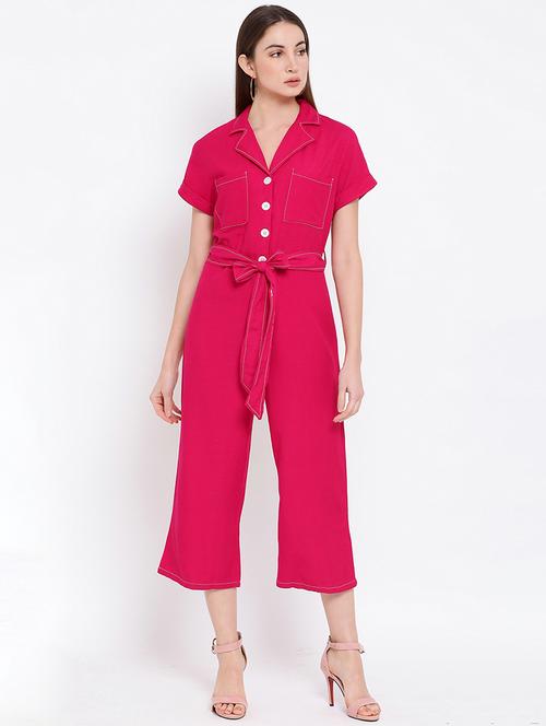 lapel neck tie front jumpsuit  - 16936571 - Very Small Image - 1