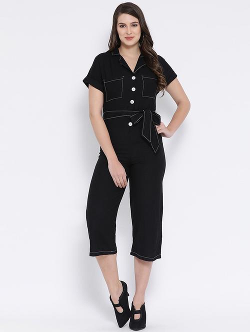 lapel neck tie front jumpsuit  - 16936572 - Very Small Image - 1
