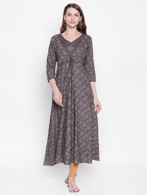 foil print flared kurta - 16936750 - Very Small Image - 1