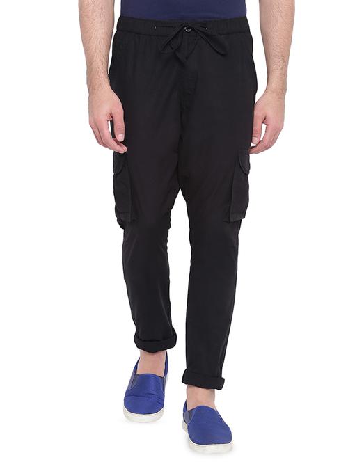 black solid cargo trouser - 16937605 - Very Small Image - 1