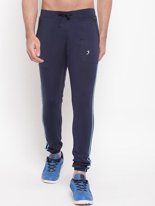 navy blue side striped full length track pant - 16937619 - Very Small Image - 1