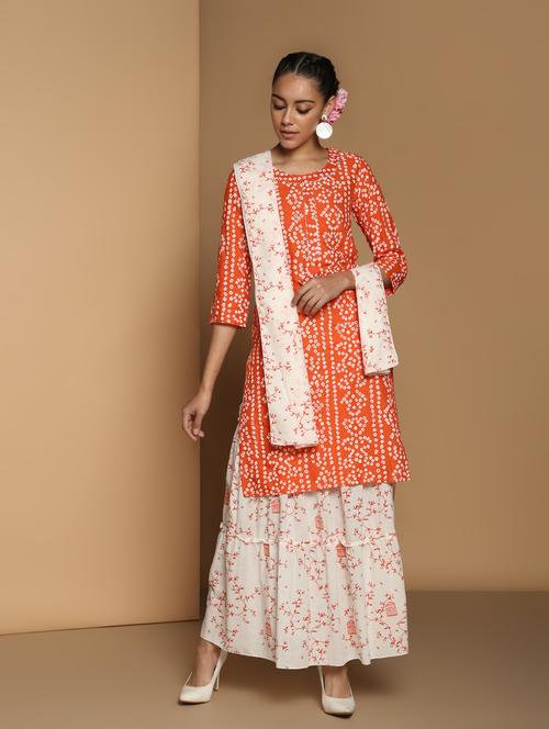 bandhani kurta skirt set - 16937639 - Very Small Image - 1