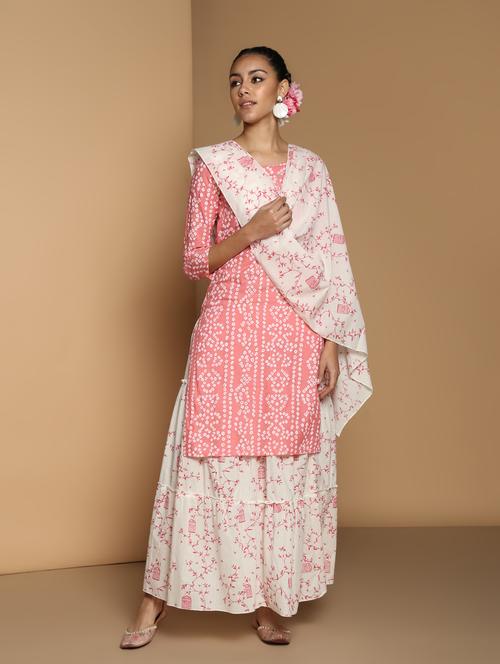 bandhani kurta skirt set - 16937640 - Very Small Image - 1