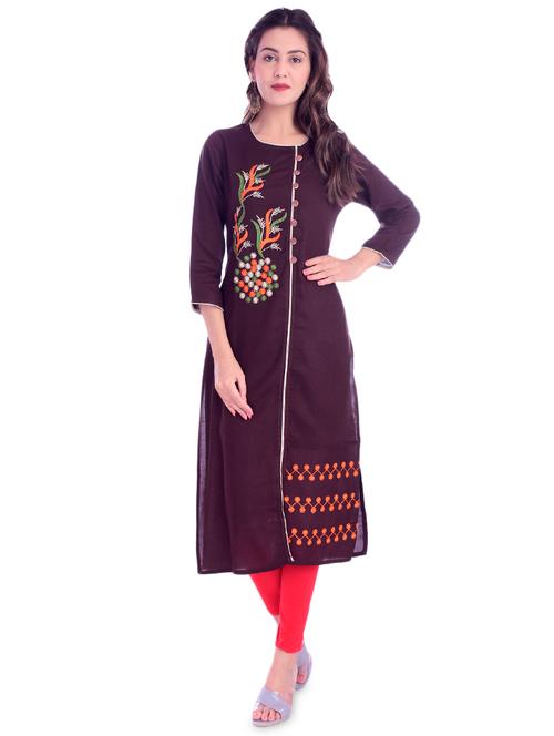 embroidered straight kurta - 16938769 - Very Small Image - 1