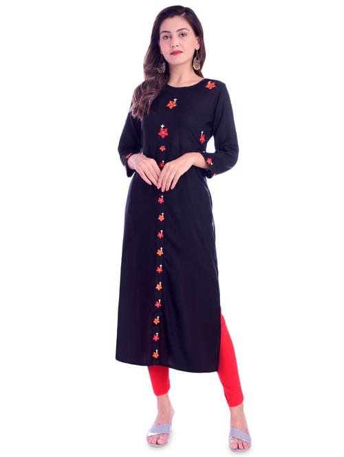 embroidered straight kurta - 16938771 - Very Small Image - 1