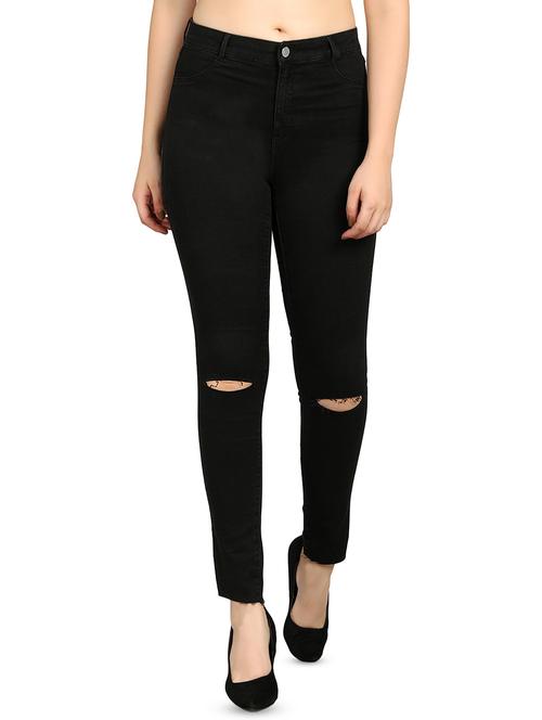 high rise knee slit jeans  - 16938996 - Very Small Image - 1