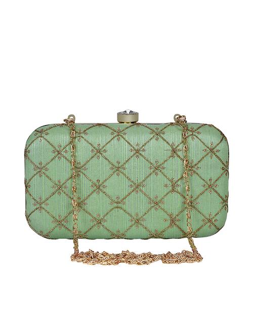 green faux silk box clutch - 16939266 - Very Small Image - 1