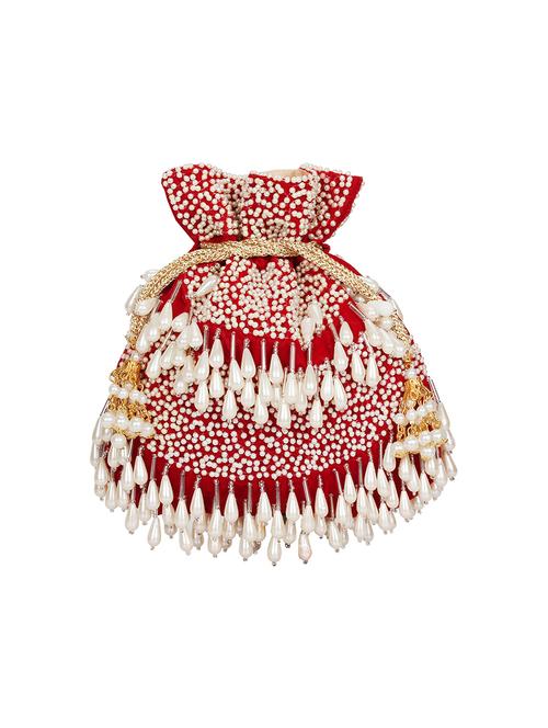 maroon velvet ethnic potli - 16939324 - Very Small Image - 1