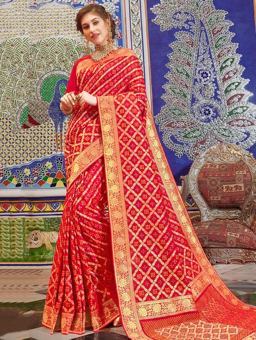 women's self design red colored saree - 16939796 - Very Small Image - 1