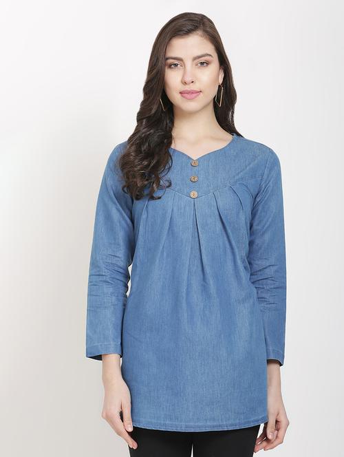 v-neck pleated tunic  - 16939811 - Very Small Image - 1